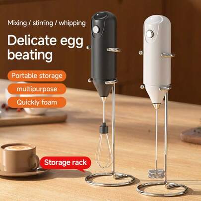 1pc Electric Milk Frother, Handheld Electric Milk Frother, Requires 2 AA Batteries To Operate, Suitable For Coffee, Iced Drinks, Latte, Matcha, Hot Chocolate And More, Battery Powered Handheld Milk Frother - Black Handheld Milk Frother, Suitable For Coffee - Handheld Milk Frother, Suitable For Latte, Electric Milk Frother, Mini Milk Frother, Suitable For Cappuccino, Iced Drinks, Matcha, Hot Chocolate - Kitchen Gift