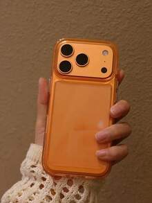 Ốp lưng điện thoại cao cấp, màu trơn, trong suốt, chống sốc, tương thích với iPhone 16/15/14/13/12 Pro Max/17 Pro Max/17 Air/16E/11 Plus, khung acrylic trong suốt bảo vệ, quà tặng mùa xuân, lễ Phục sinh, sinh nhật. - trái cam - Xem 3