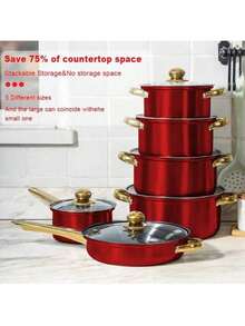 18-Piece Ceramic Non-Stick Cookware Set, Oven & Dishwasher Pots & Pans Complete Kitchen Collection. Healthy Cooking, Easy Clean. - View 6