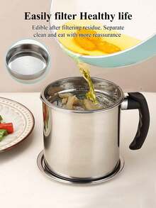 1pc Stainless Steel Oil Storage Can With Leak-Proof Seal & Ergonomic Handle - Reusable Oil Container For Frying, Baking, Cooking - Easy-Pour Spout, Kitchen Essential, Baking Essentials Modern Kitchenware Filtering Mechanism - View 5