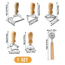 1pc Multi-Function Dumpling Mold Set, 5 Shapes Available: Square, Round, Heart, Triangle, Star, Italian Ravioli Mold, Wooden Handle Roller Cutter, Home Baking Tool For Dumpling, Pasta, Pierogi, Pizza Cutter, Convenient , DIY Kitchen Baking Tool, Ramadan Eid Gift - View 3