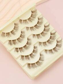 AYRMILLA5 纤细的棕色自然假睫毛，佩戴舒适，易于佩戴。棕色假睫毛颜色更接近真睫毛，是打造完美自然眼妆的时尚美妆利器。 - 棕色 - 查看 5