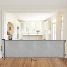 Retractable Stair Gate – 33" Tall Gate With One-Hand Operation For Stairs, Doorways, Hallways & Outdoor Use - 灰色-300cm - 查看 2