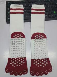 1 par de separadores de dedos de los pies, calcetines de yoga, calcetines largos para mujer antideslizantes para deportes - Multicolor - Ver 8