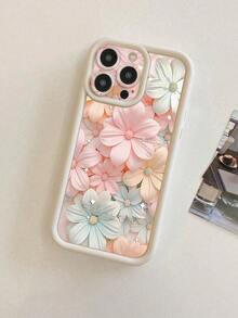 1pc Pink Flower Pattern Design Thick & Scratch-Resistant Camera Protection Shockproof Soft Silicone Phone Case Compatible With IPhone Apple 11 Pro Max, 12 Pro Max, 13 Pro Max, 14 Pro Max, 15 Pro Max, 16 Plus, 16 Pro Max, 16E, Galaxy A55, A15, S24 Ultra, Redmi, OPPO, Realme, VIVO, Infinix, Honor,  Waterproof Anti-Fall - Estilo 1 (1 pieza) - Ver 6