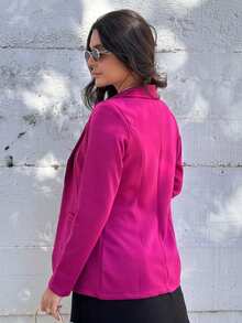 Women's Blazer, Maxi Coat, Long Suit, Tailored, Elegant, Fuchsia Grape Overcoat - Rose Red - View 2