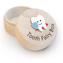 Wooden Baby Tooth Storage Box, Cute Tooth Fairy Design, Baby Tooth Keepsake Box, Children Growth Memory Storage Box, Suitable For Birthday & Christmas Gift - Multicolor - View 11