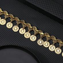 Dây tua rua vàng 4.5cm, 2 thước Anh, kiểu hình mặt trời, ren hình đồng xu, dùng cho váy cưới, tiệc tùng, khiêu vũ, may vá thủ công, trang phục biểu diễn, vải đính kim sa, tua rua. - nhiều màu - Xem 7