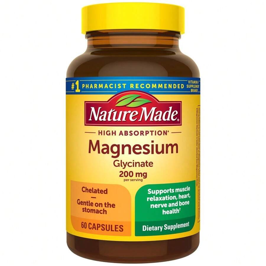 Nature Made Magnesium Glycinate 200 Mg Per Serving, 60 Magnesium Bisglycinate Capsules, 30 Day Supply - 60 cái (Gói 1) - Xem 1