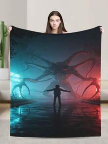 STRANGER Fantasy Throw Blanket Warm Blankets Breathable Air Conditioner Blanket For Car Classic Outdoor Blankets For Picnic For All Season - 黑色 - 查看 1