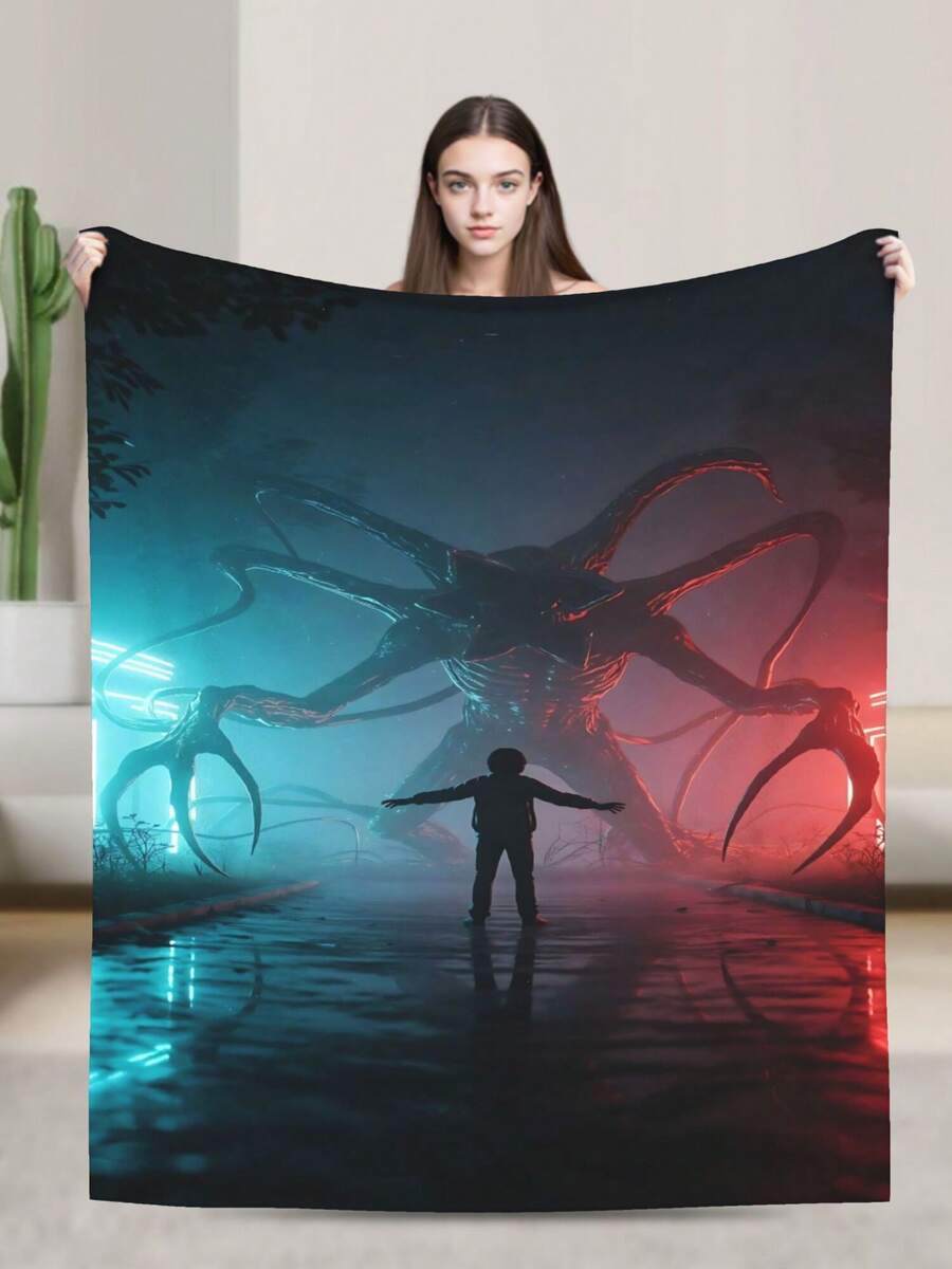 STRANGER Fantasy Throw Blanket Warm Blankets Breathable Air Conditioner Blanket For Car Classic Outdoor Blankets For Picnic For All Season - 黑色 - 查看 1