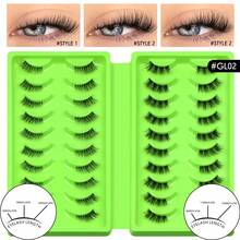 20对自然半片猫眼透明带假睫毛，蓬松轻盈3D仿貂毛假睫毛套装，柔软条状假睫毛 - 适合角色扮演假睫毛、睫毛、仿真睫毛 - 黑色 - 查看 11