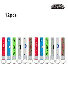 Minecraft Silicone Wristband, Silicone Keychain, Badge, 50pcs Pixel Stickers Game Set - Multicolor - View 9