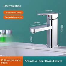 Grifo cuadrado de lujo asequible minimalista moderno, diseño a prueba de salpicaduras, núcleo de válvula cerámica con control de agua fría y caliente, adecuado para cocina, baño y hotel - Multicolor - Ver 4