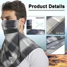 1pc Unisex Spring/Autumn Neck Gaiter Face Mask, Outdoor Cycling Balaclava Scarf, Multiple Patterns, Soft Texture, Elastic Breathable Fabric, Sun Protection, Dust-Proof, Windproof, Moisture-Wicking, Washable, Suitable For Outdoor Activities, Hiking, Fishing, Running, Cycling, Trekking In Spring And Autumn - Blue-gray Plaid - View 2