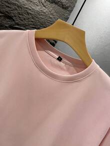 GRDR Men's Summer Letter Slogan Graphic Print Round Neck Short Sleeve T-Shirt, Comfortable & Fashionable - Pink - View 8