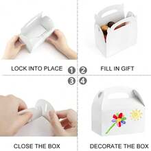 10pcs White Party Gift Boxes With Handles, Paper Gift Boxes Suitable For Weddings, Birthdays, Graduations, Baby Showers - White - View 6
