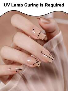 凝胶指甲油美甲彩绘凝胶线指甲油线胶凝胶指甲油白色凝胶指甲油可卸UV凝胶内置细指甲刷瓶装女士礼物 - 黑色 - 查看 3