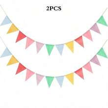 1/2pcs 4-Meter-Long Colorful Jute Triangular Flag Wreath, Triangular Banner Banner Hanging Ornament, Retro Style, Suitable For Room Background Decoration, Birthday, Wedding And Various Themed Party Decorations, Can Be Hung In The Home, Spring And Summer, Back To School Season, Garden Decoration And Other Occasions. - Colorful Flags - View 12