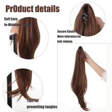 Tóc giả đuôi ngựa dài 18 inch thanh lịch dành cho nữ - Tóc giả thẳng tổng hợp, bồng bềnh và đa năng. - Dark Brown - Xem 8