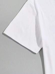 Hombres 2 piezas Camiseta con estampado de rosa bajo irregular - Multicolor - Ver 5