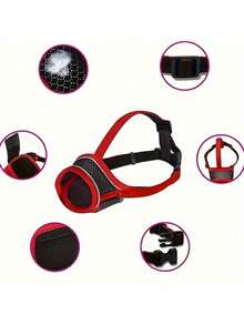 Rọ mõm chó bằng nylon mềm, thoáng khí, có thể điều chỉnh, phản quang, làm từ lưới và chất liệu phản quang. - Nhiều màu - Xem 6
