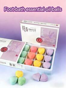 12颗/盒 植物精油泡澡球，香氛足浴球，溶于水，香味怡人，精美包装，心形足浴球，在家享受足浴，生日、婚礼、圣诞节及其他场合的绝佳礼物 - 12Pcs/盒 - 查看 2