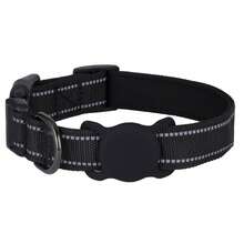 Adjustable Reflective Dog Collar With AirTag Holder, Soft Nylon Material Anti-Lost Collar Suitable For Small, Medium And Large Dogs - Black - View 9