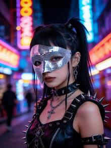 1 chiếc mặt nạ nửa mặt kiểu disco, mặt nạ disco phản quang lấp lánh dùng cho tiệc tùng, hóa trang. - Xem 7