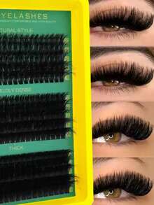 300pcs [Fluffy Eyelash Extension Set] Lightweight Waterproof Cluster Lashes 60D80D100D D Curl Fairy Soft Reusable DIY Makeup Beginner - D - View 12
