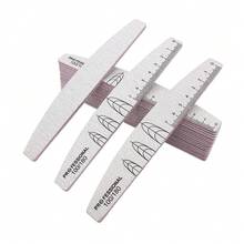 JEARLYU 10pcs Professional Grey Sandpaper Nail Files With Crescent Shape And Ruler Scale, Washable Nail Buffers - Grey - View 9