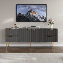 SICOTAS TV Stand For 55/60/65/70 Inch TV - 62 Inch TV Stands For Living Room Entertainment Center With 4 Drawers, Fluted Modern TV Media Console Television Cabinet For Bedroom - màu đen - Xem 1