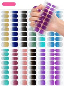 Bộ 48/96/128/192 miếng dán móng gel, móng giả đính kim tuyến phong cách Dopamine, móng giả Pháp Ombre Y2K bao phủ toàn bộ cho nữ tự làm, bộ làm móng chất lượng salon cho kỳ nghỉ, tiệc tùng, dùng hàng ngày - Nhiều màu - Xem 1