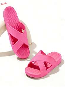 Chanclas de Mujer Cómodas Sandalias Planas Antideslizantes para Casa Playa Verano Suaves con Diseño Ergonómico Tacón Reforzado - Rosa Fucsia - Ver 9