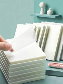 2pcs/100pcs Transparent Waterproof Sticky Notes, 2.99x2.99 Inch Square Self-Adhesive Memo Pad, Suitable For Diary And Book Annotation, Great For School And Office Organization - Multicolor - View 1