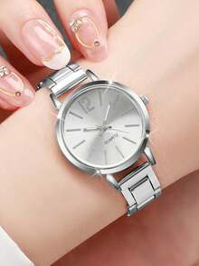 3pcs Women's 3-Tone Quartz Watches Set, Silver/Gold/Rose Gold, Minimalist Numeric Dial Metal Strap, Versatile - Multicolor - View 2
