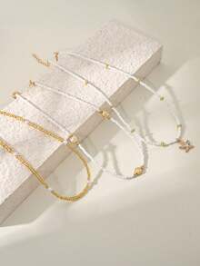 Bộ 3 vòng cổ hình sao biển và vỏ sò, trang sức tối giản thủ công dành cho nữ, phù hợp để đeo hàng ngày và đi nghỉ mát ở biển. - Nhiều màu - Xem 4