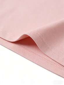 Áo thun nữ cổ tròn dáng rộng in họa tiết hoa dâm bụt màu hồng nhạt, thích hợp cho kỳ nghỉ hè ở bãi biển. - Hồng - Xem 6