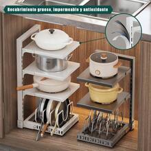 Organizador de Sartenes y Ollas Altura Ajustable Organizador de Tapas de Ollas Materiales de Metal Porta Sartenes de Cocina Impermeable y Antioxidante Estante Soporte Separador Negro Tofaney - Negro - Ver 4