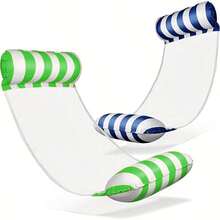 Bộ 2 chiếc võng nằm thư giãn bơm hơi dành cho người lớn - Chất liệu PVC bền, phao bơi bơm hơi có thể gấp gọn, họa tiết sọc, thích hợp cho các bữa tiệc bể bơi và quà tặng mùa hè. - Lớp lót nổi - Xem 13