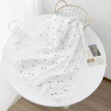 1条女士甜美波点蕾丝围巾，多功能轻薄围巾，优雅时尚颈巾，防晒头巾，春夏款 - 白色 - 查看 2