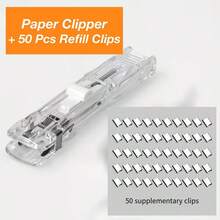 1pc Transparent Clip Storage Box + 50pcs Clips; Suitable For Organizing Documents, Student Exam Papers, Snack Packaging And Stationery; Part Of Creative Stationery Series; Office Desk Accessory; Essential For Keeping Tidy; Back To School Gift; Stationery; Office Supplies - Sets - View 4