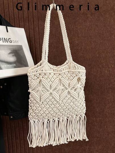 波西米亚风复古镂空大容量编织包，流苏时尚休闲沙滩单肩包，春夏新品