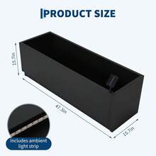 Caja de plantador de cama de jardín elevada de metal led - plantador de acero negro moderno de 47 "x16" con tiras de luz impermeables y control remoto, montaje, agujeros de drenaje, flor al aire libre / interior, hierbas y verduras - negro - Ver 2