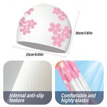 Outdoor Swimming Diving Soft Comfortable Non-Slip Waterproof Professional Silicone Swim Cap With Fashionable Print - Multicolor - View 6