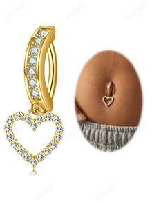 CIZME 14g 316L Surgical Steel Women's Navel Piercing Jewelry - Butterfly, Snake, Evil Eye, Heart, CZ, Opal Dangle Navel Rings, Minimalist Reverse Navel Rings Body Piercing Accessories - Gold - View 12