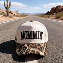 Mommin Trucker Hat For Women Embroidered Mom Baseball Cap Adjustable Canvas Vintage Hat For Casual Wear - Leopard Print - 查看 6