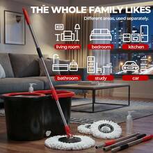 Stainless Steel Spin Mop Bucket Setessentials360° Rotatable Mop 3 Microfiber Heads 61-Inch Adjustable Handle Separate Dirty Water SystemEfficient Cleaning Supplies - TB02 - View 4