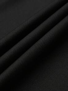 男士高尔夫球衫，时尚商务休闲印花长袖翻领设计，舒适易穿，黑色春季款 - 黑色 - 查看 3