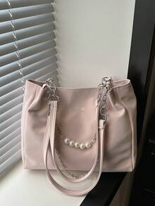2026 New Cross-Border Women's Bag, Versatile Commuter Textured Pearl Chain Large Capacity Casual Shoulder Tote Bag - Multicolor - View 11